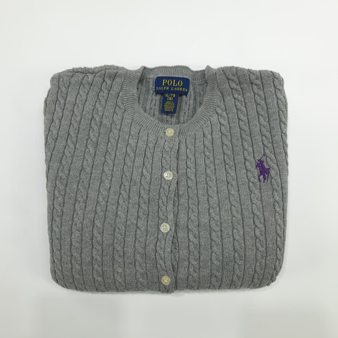 CN123W XL 폴로 랄프로렌 그레이 케이블 꽈배기 긴팔 니트 가디건 상품이미지8