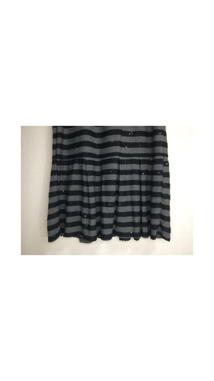 빈티지 블랙 차콜 스트라이프 스팽글 반팔 튜닉 원피스 상품이미지4