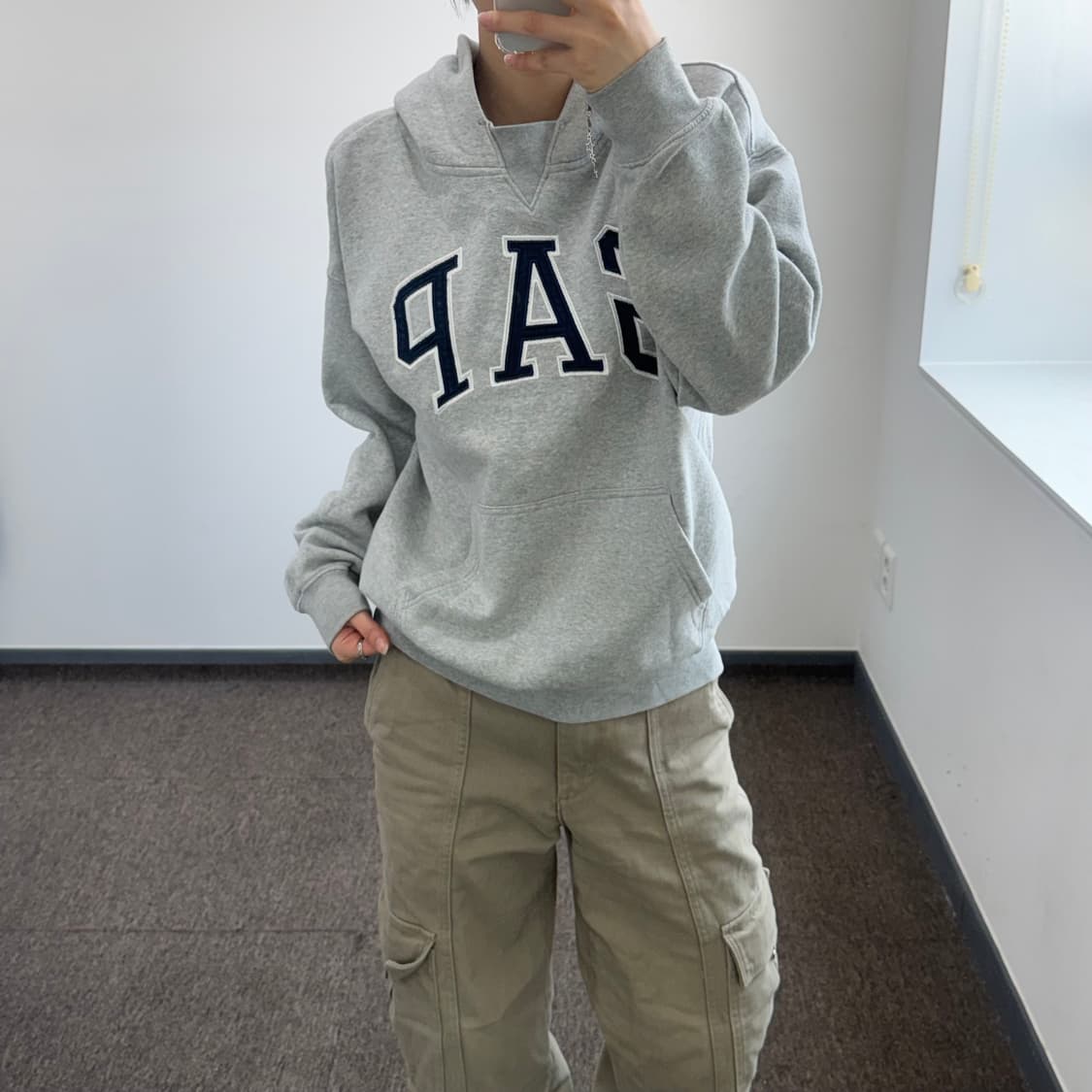 Gap 갭 네이비 로고 그레이 후드티  상품이미지1