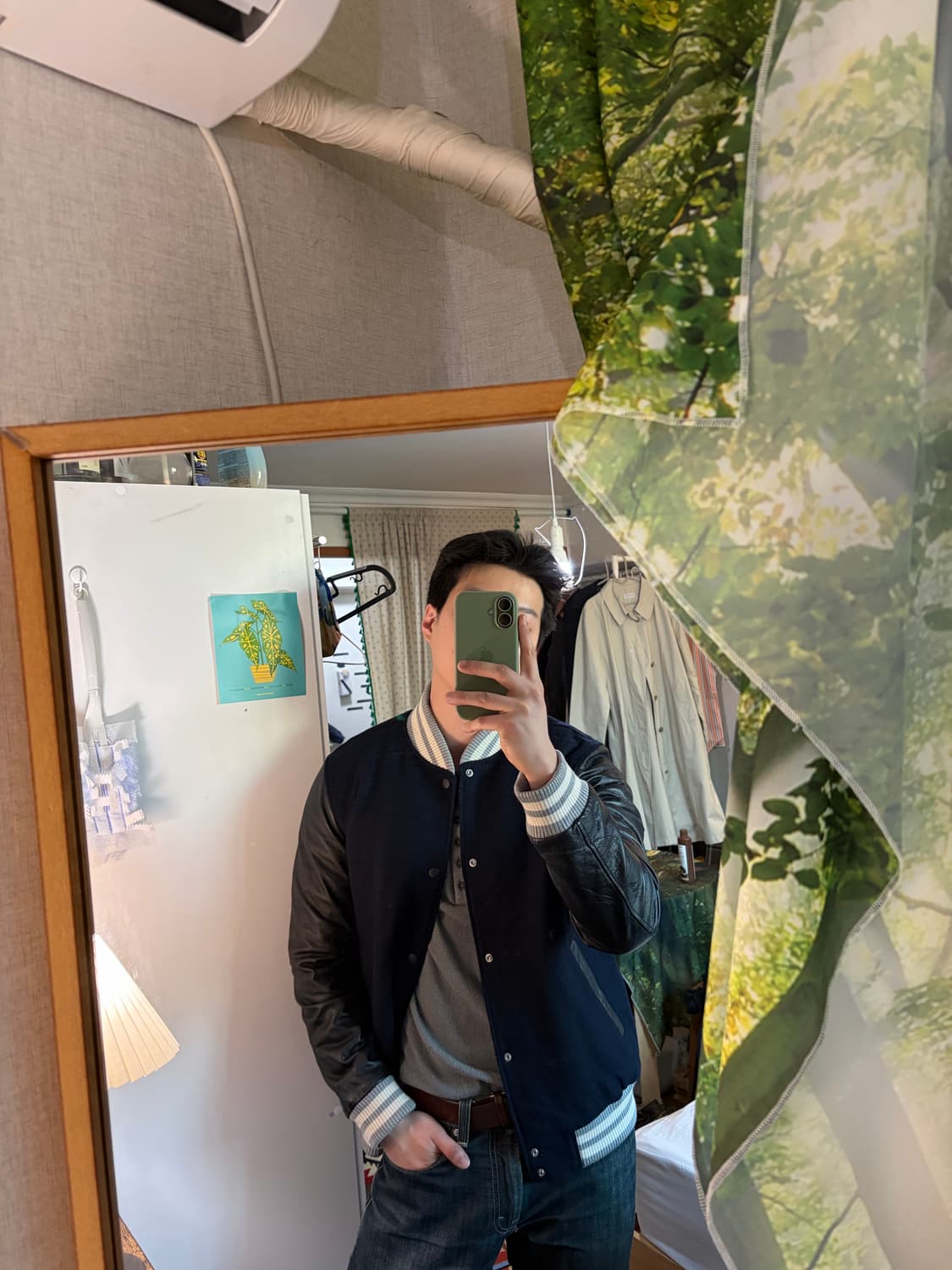 100) 어반리서치 도어스 송아지가죽 바시티 자켓 네이비 상품이미지2