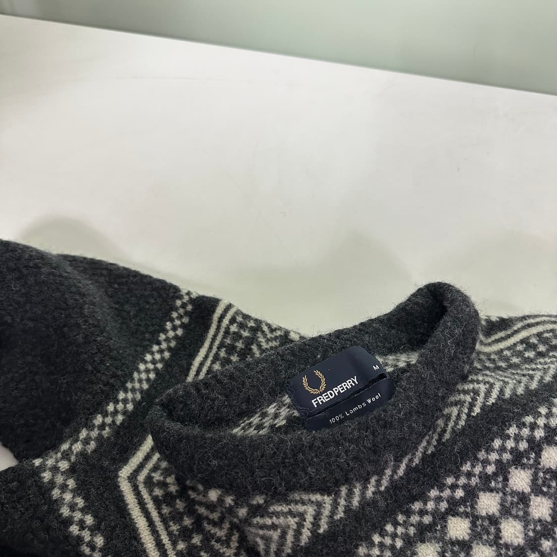 90-95 M 프레드페리 챠콜 와펜로고 램스울니트 남여공용 상품이미지4
