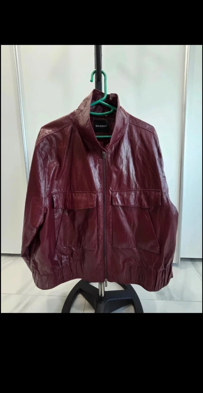 지베르니 페이크 레더 자켓 (버건디/그레이)일괄 상품이미지2