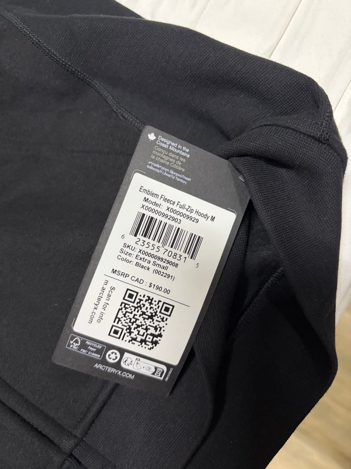 25FW 아크테릭스 앰블렘 후드집업 블랙 XS 상품이미지4