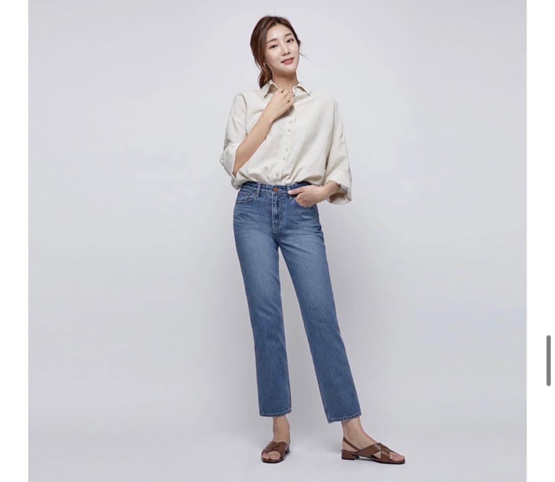 새상품 pvcs 더춈미 크롭 데님팬츠 상품이미지1