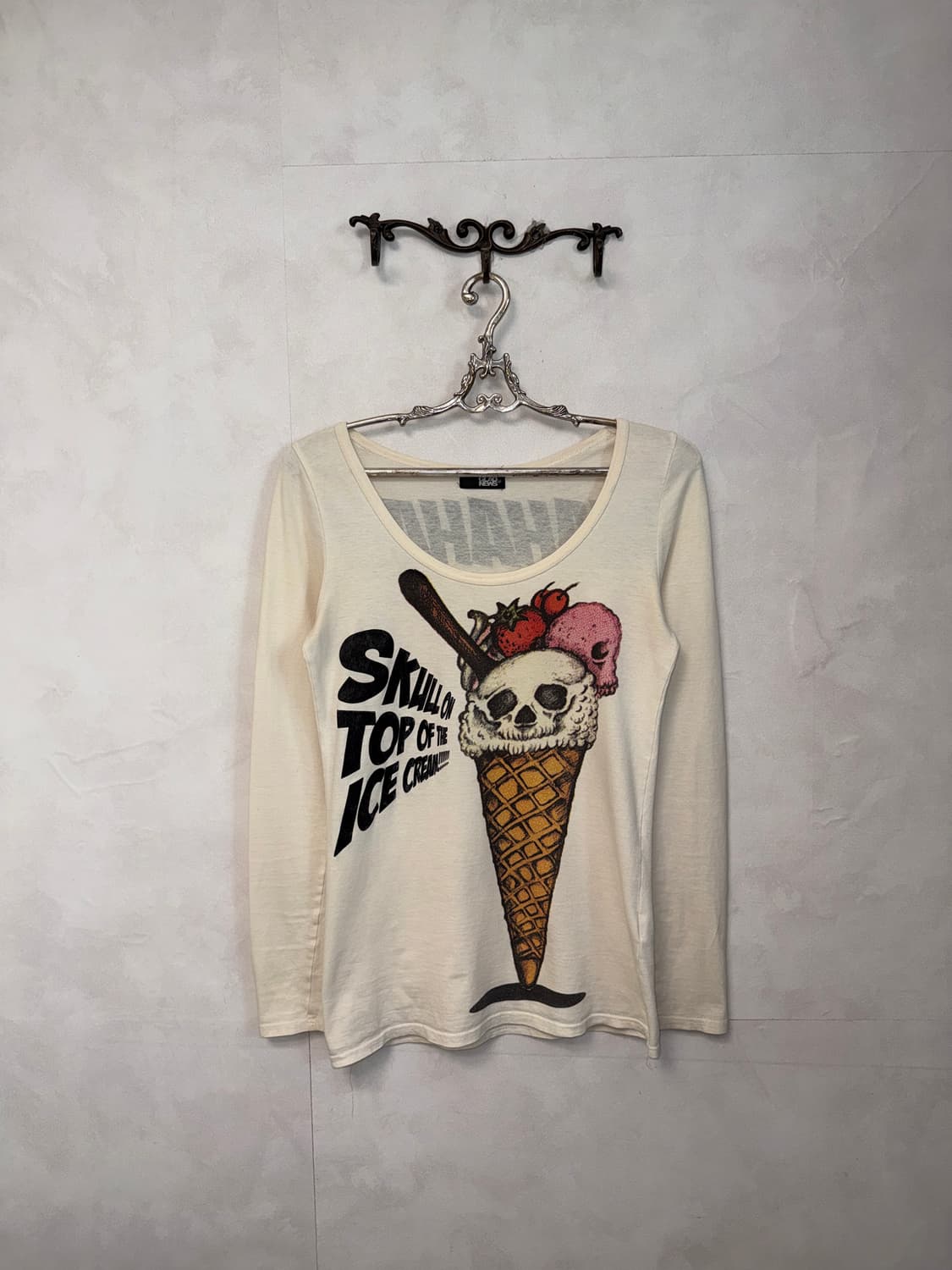 Ivory ice cream skull slim loose sleeve 상품이미지4