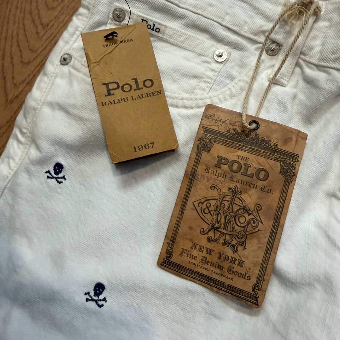 폴로 랄프로렌 화이트 스컬 자수 데님팬츠 상품이미지5