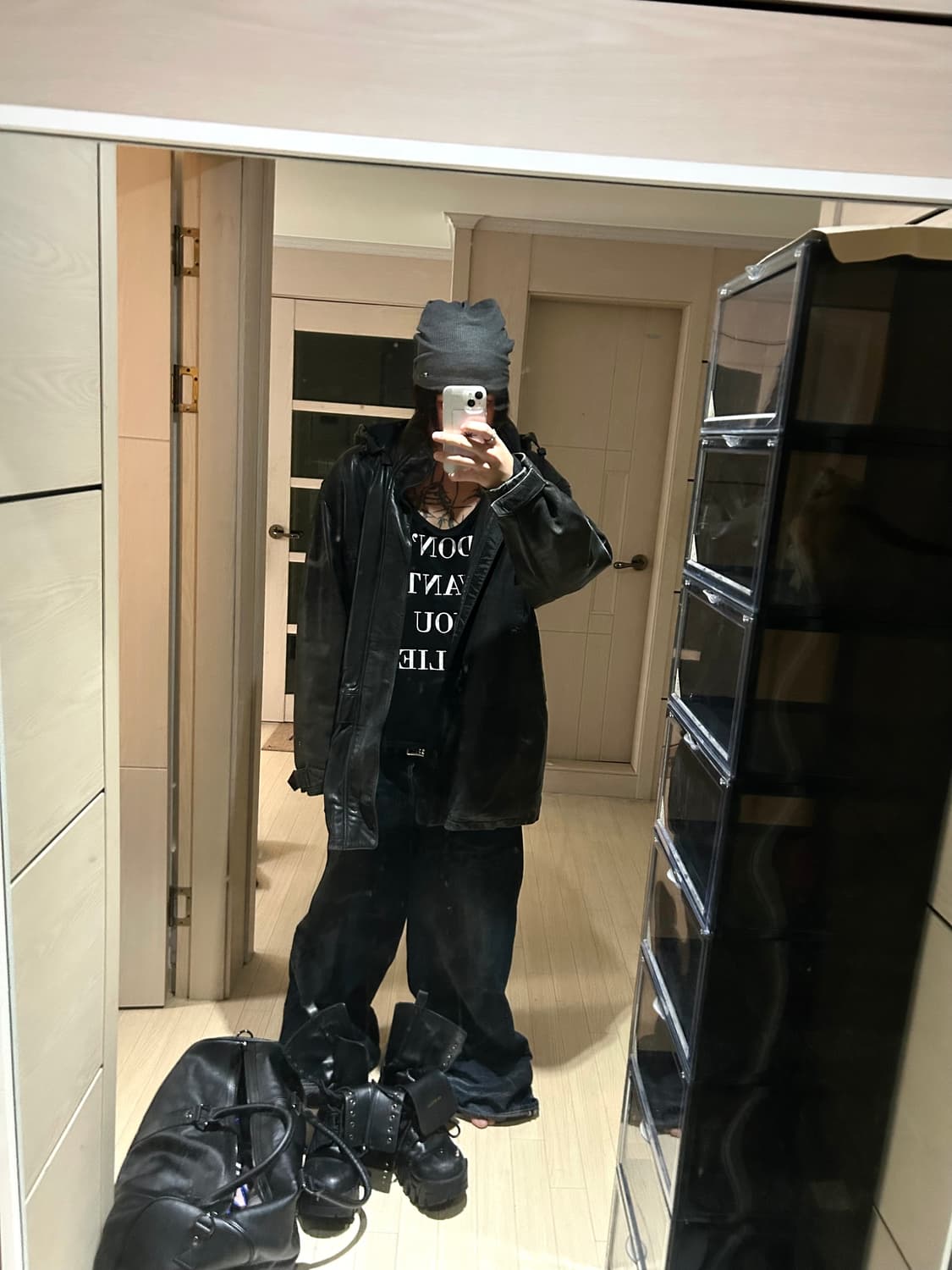 Sheep Skin Fireman Leather Coat Jacket 상품이미지6