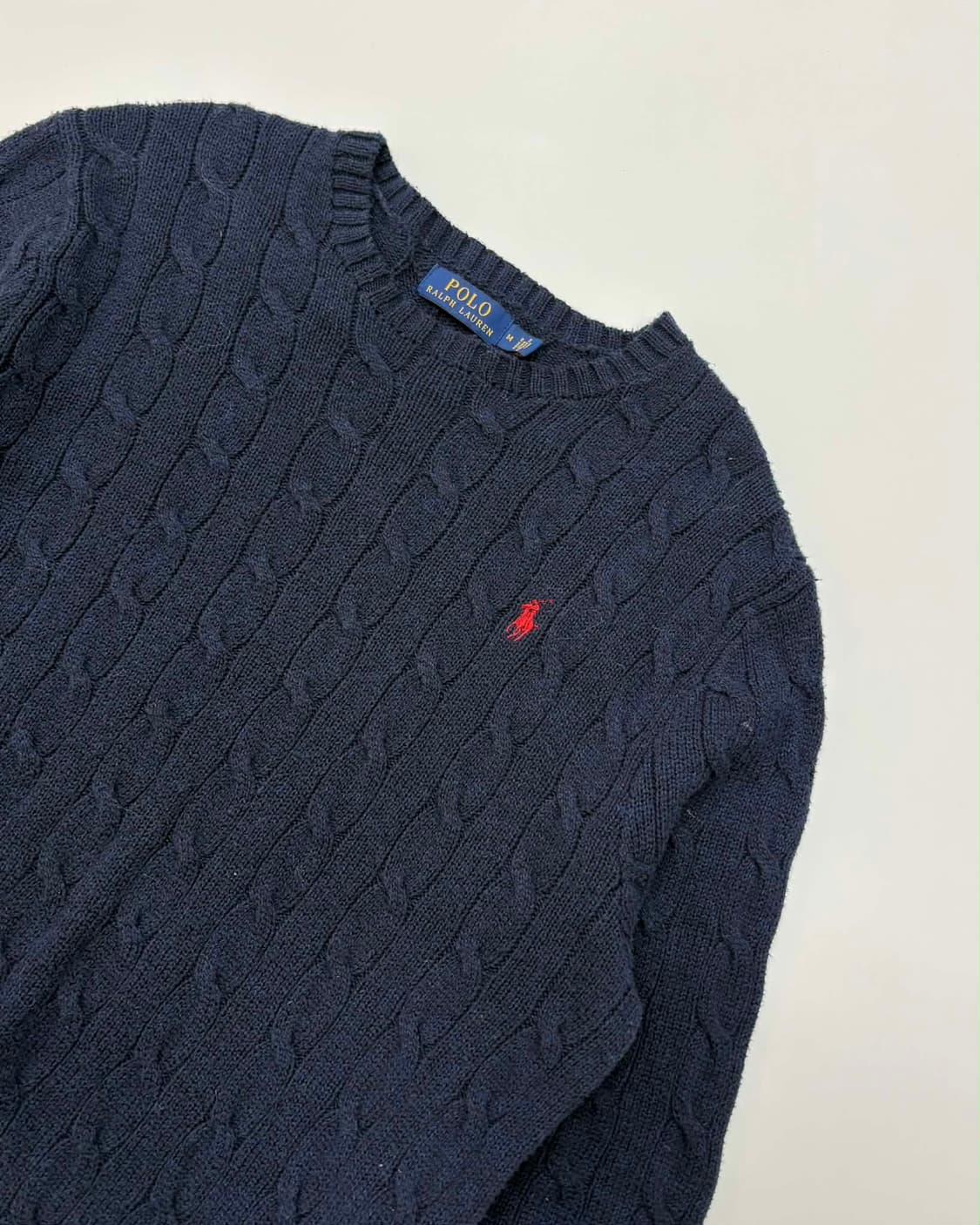 [M] 폴로 랄프로렌 네이비 코튼 케이블 니트 스웨터 상품이미지5