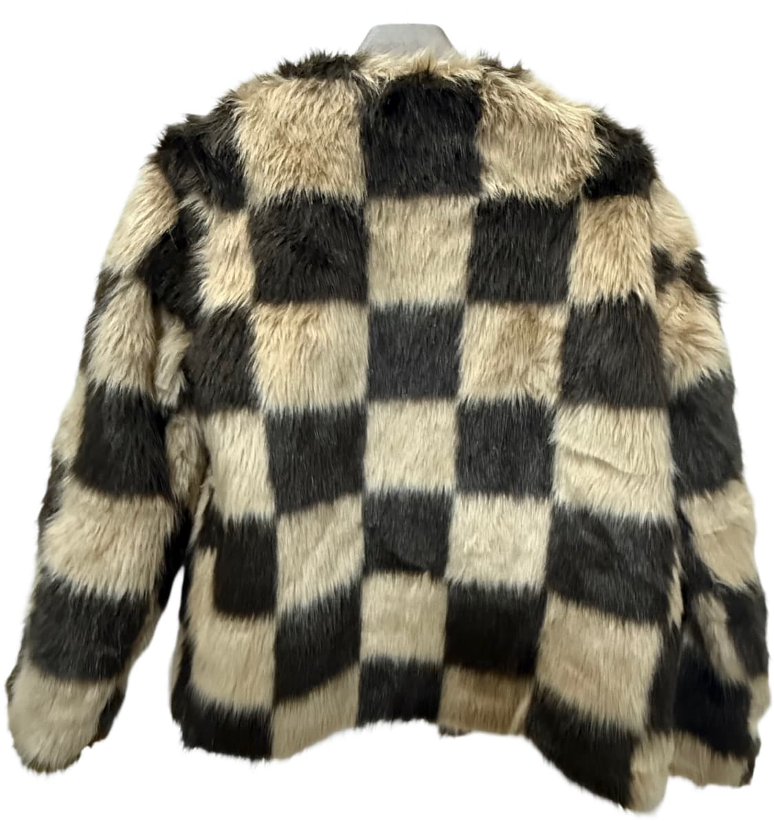 Brown check fur jacket 상품이미지2