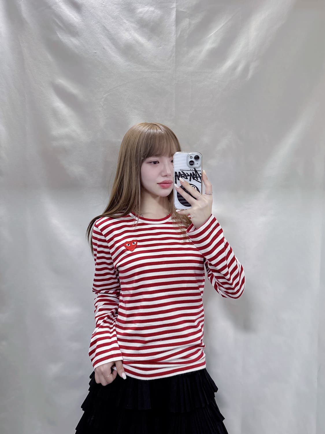 꼼데가르송 레드 와펜 스트라이프 슬리브  상품이미지2