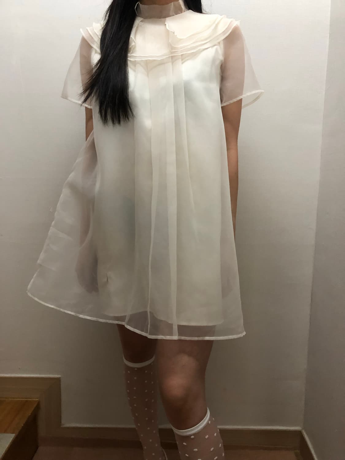 빈티지 화이트 레이스 미니 원피스 상품이미지2