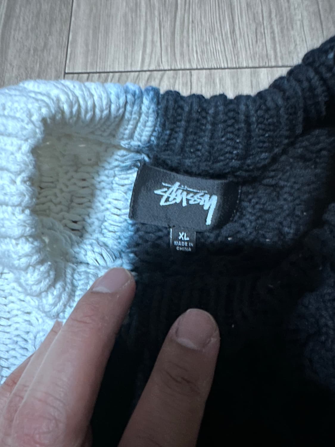 스투시 타이다이 피셔맨 스웨터 블랙 XL 상품이미지2