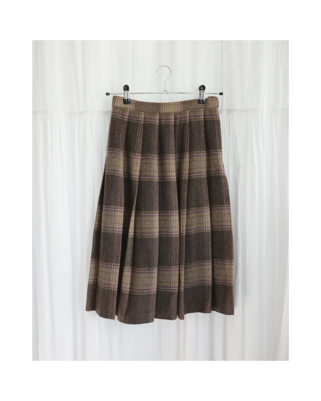 Brown pink check skirt 상품이미지4