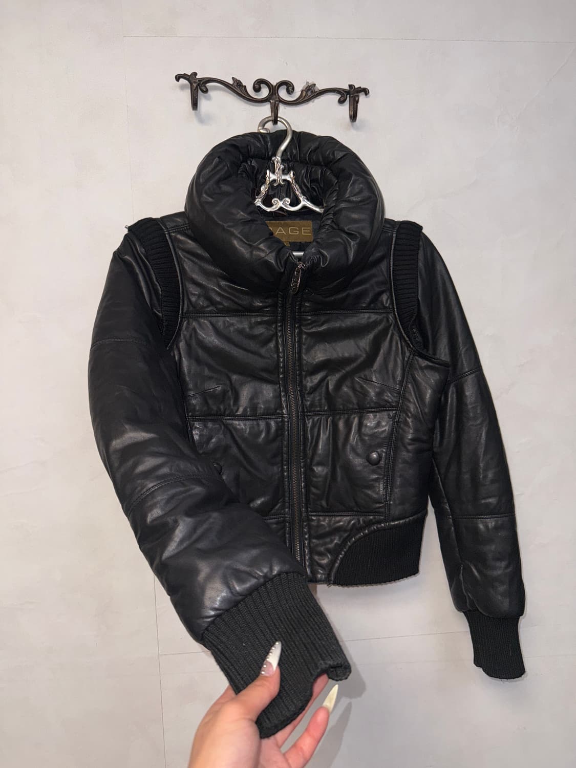 Black cow skin two ways puffer jacket  상품이미지6