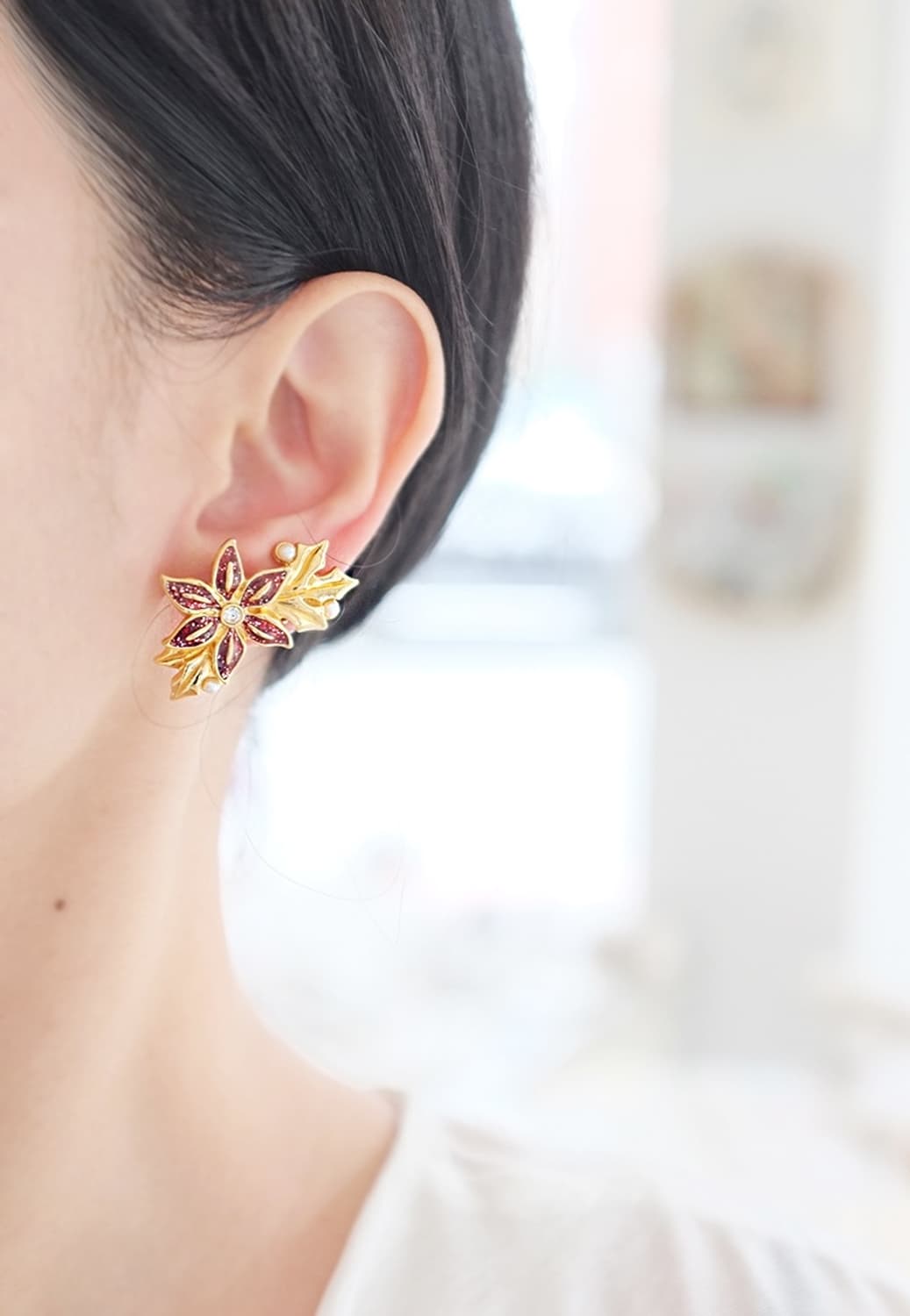 1990s 포인세티아 크리스마스 빈티지귀걸이 빈티지귀찌  상품이미지2