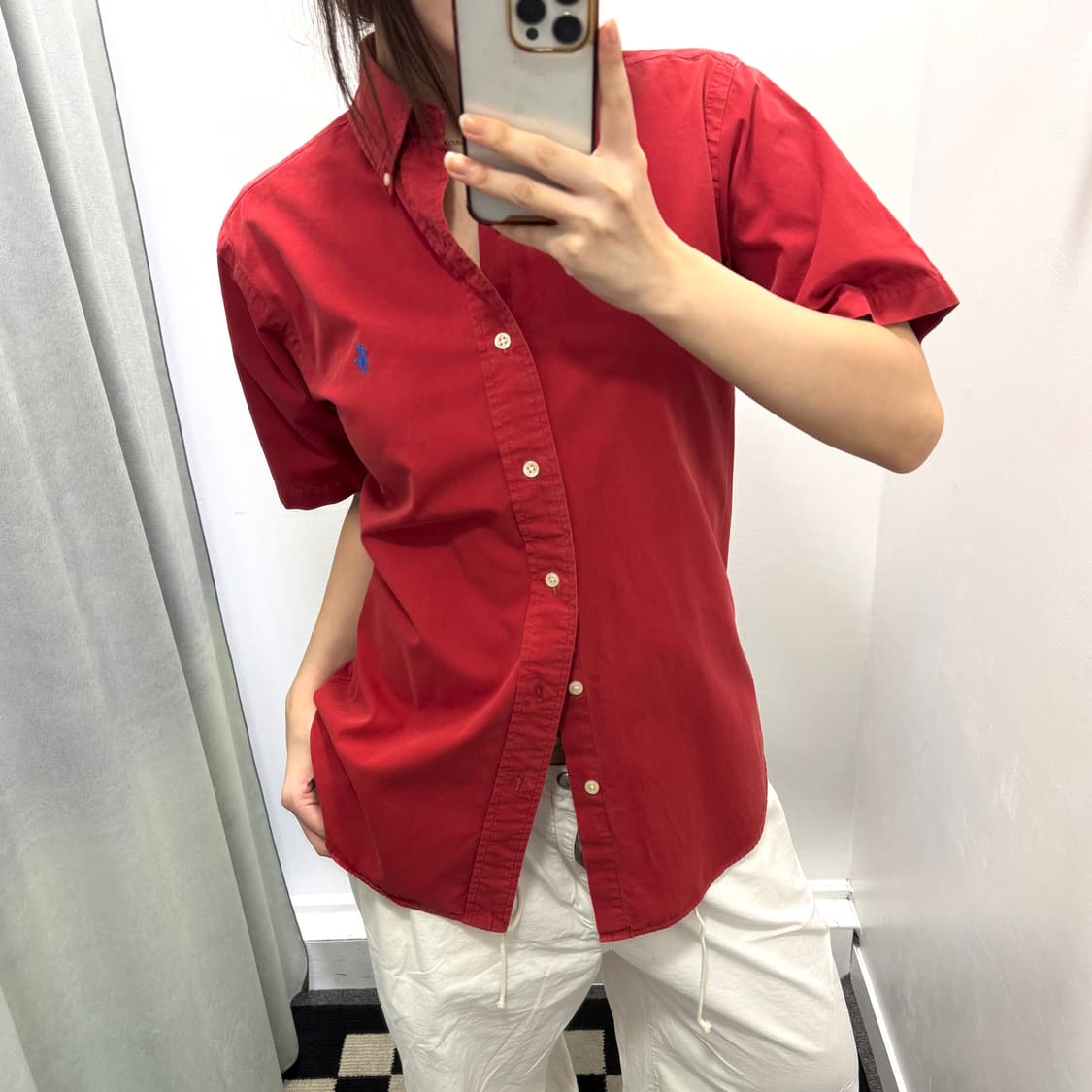 랄프로렌 레드 클래식핏 반팔셔츠 상품이미지1