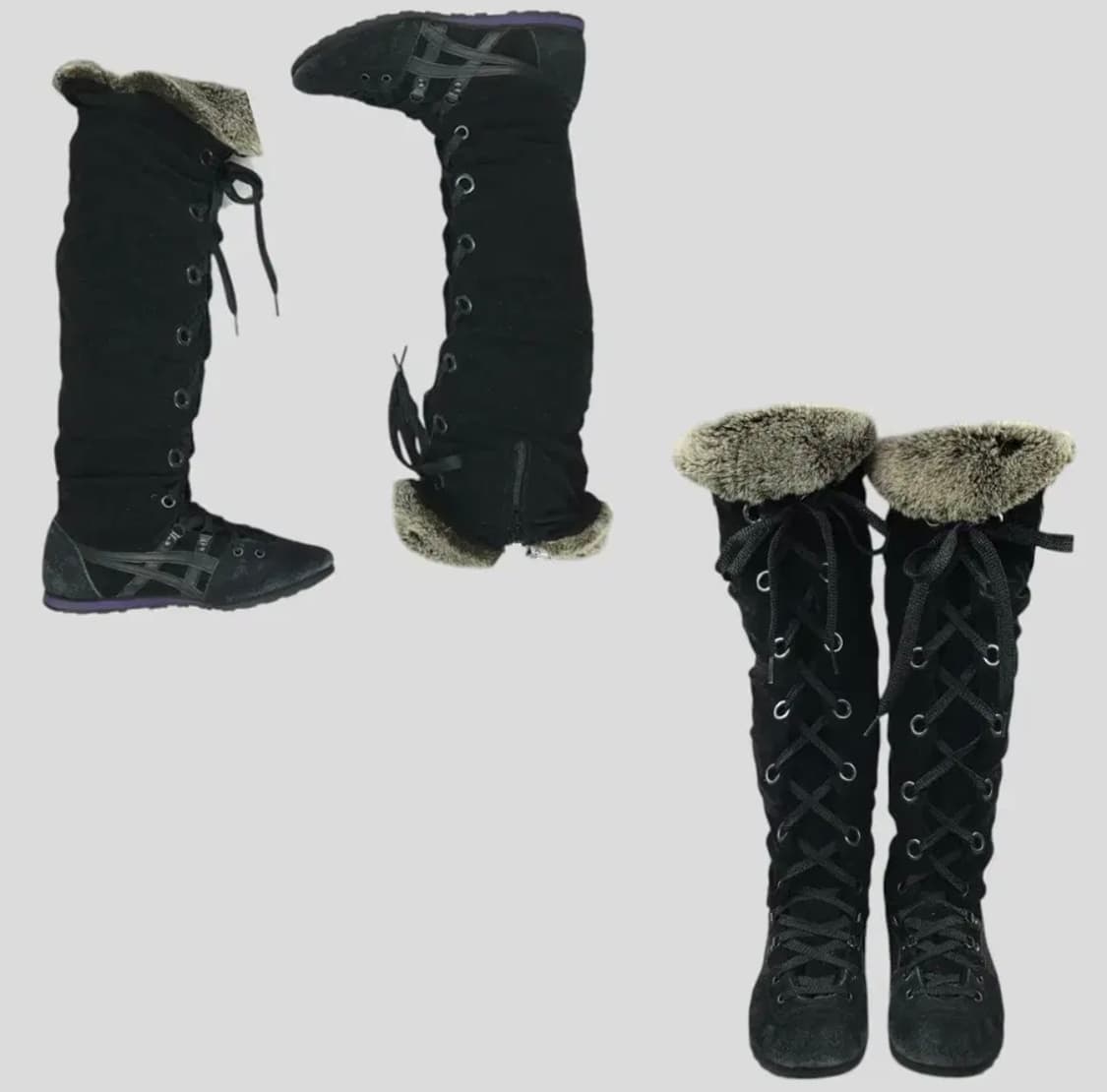오니츠카타이거 black corduroy fur longboots 250 상품이미지1