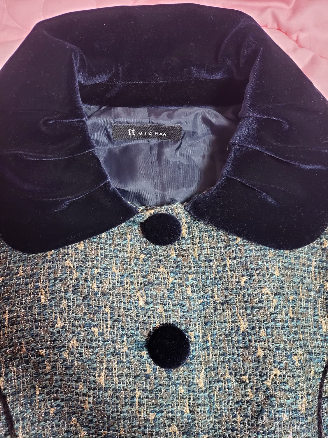 급처상태좋음!잇미샤 디올느낌 카라 벨벳 벨루아 글리터트위드자켓 레니본st 상품이미지2