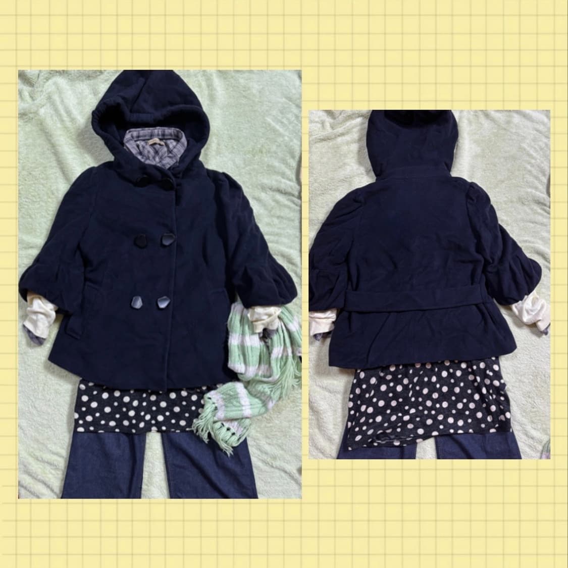 일본빈티지 괴짜 모리 코디 세트 (옐로우 가디건 + 도트 원피스 상품이미지7