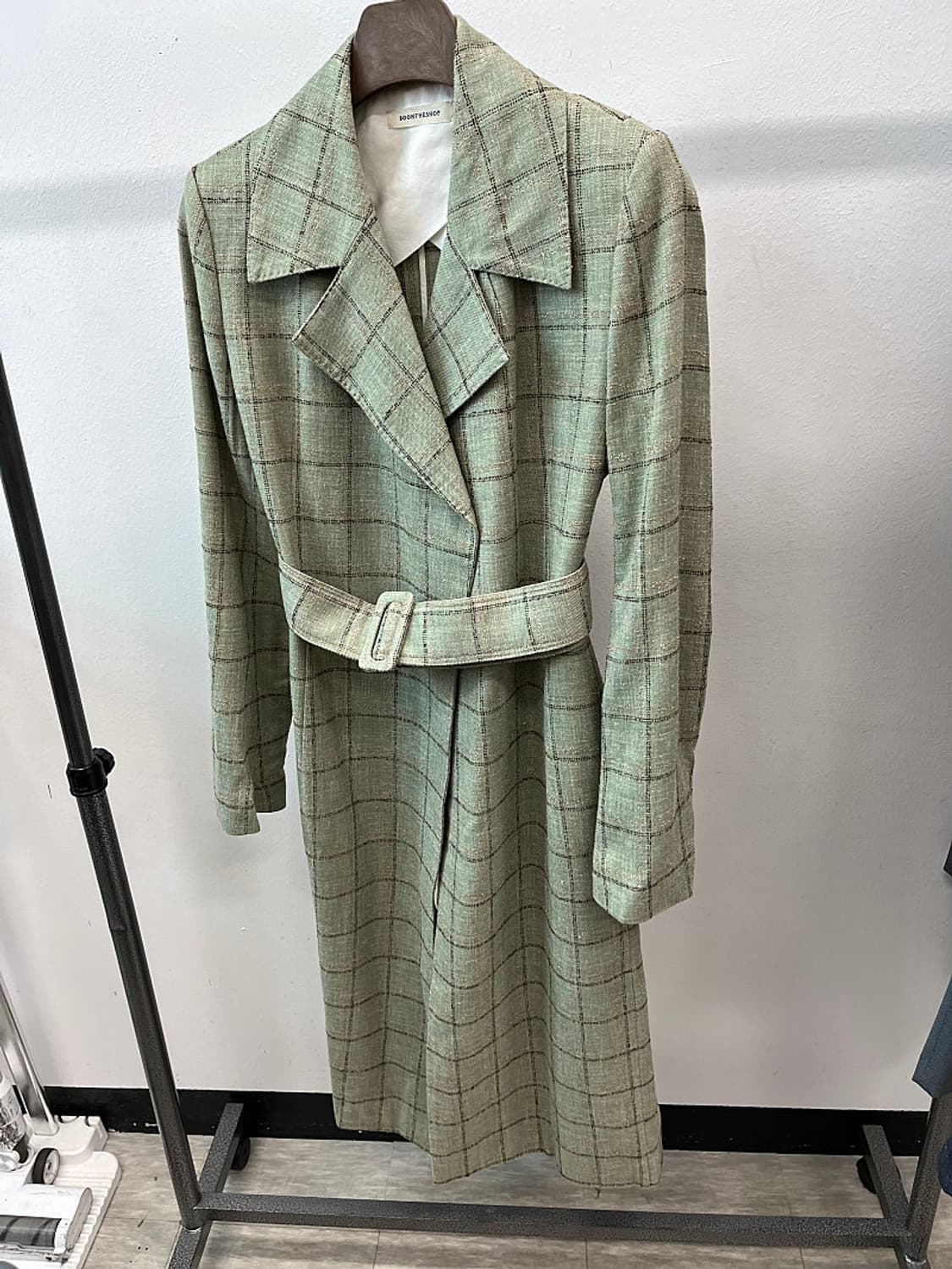 여) 분더샵 체크 린넨 트렌치코트 상품이미지1