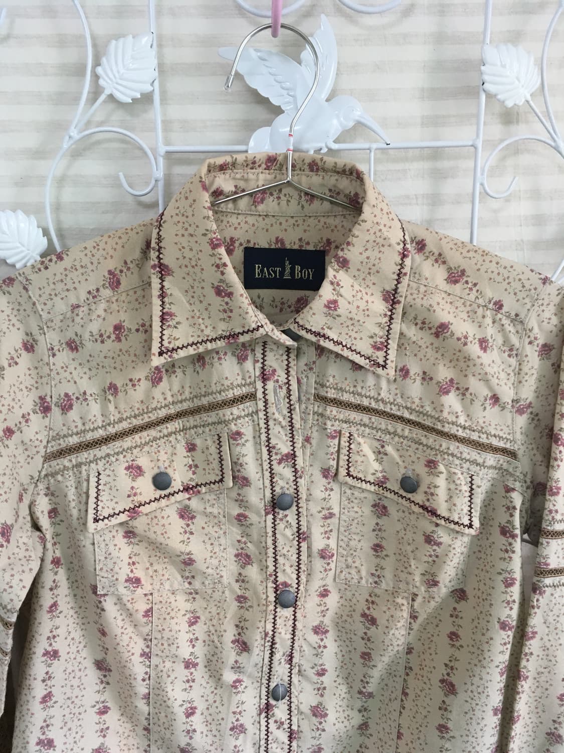 jpn vintage 이스트보이 앤티크 잔꽃 레이스 셔츠 상품이미지1