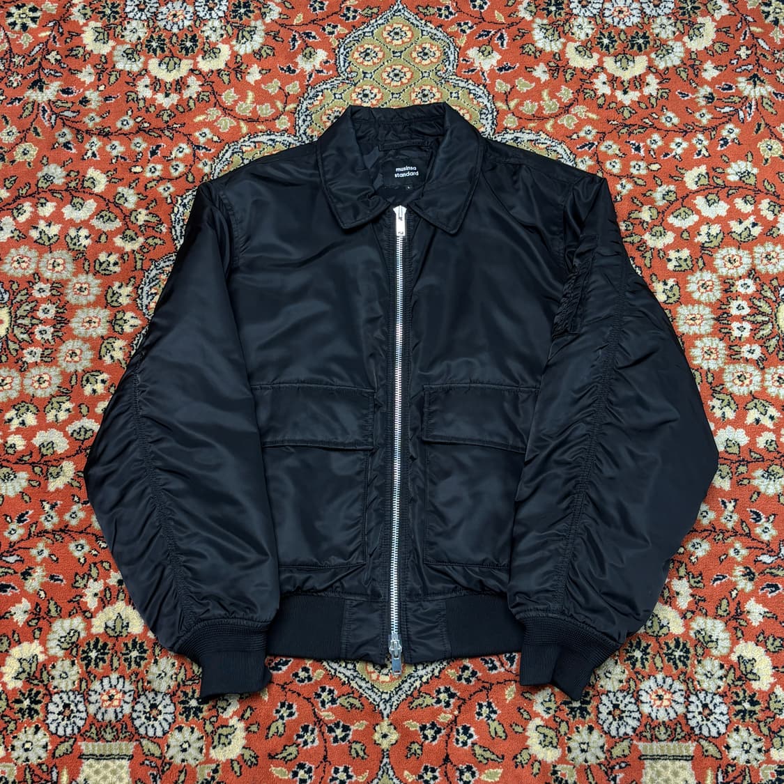 [L] 무탠다드 오버사이즈 칼라드 보머 재킷 블랙 상품이미지1