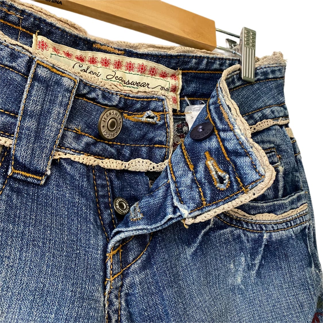 Y2K 레이스 꽃자수 데님팬츠 상품이미지10