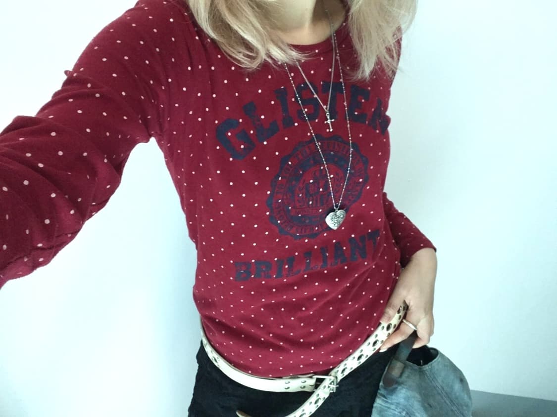 jpn vintage red dot lettering long sleev 상품이미지4