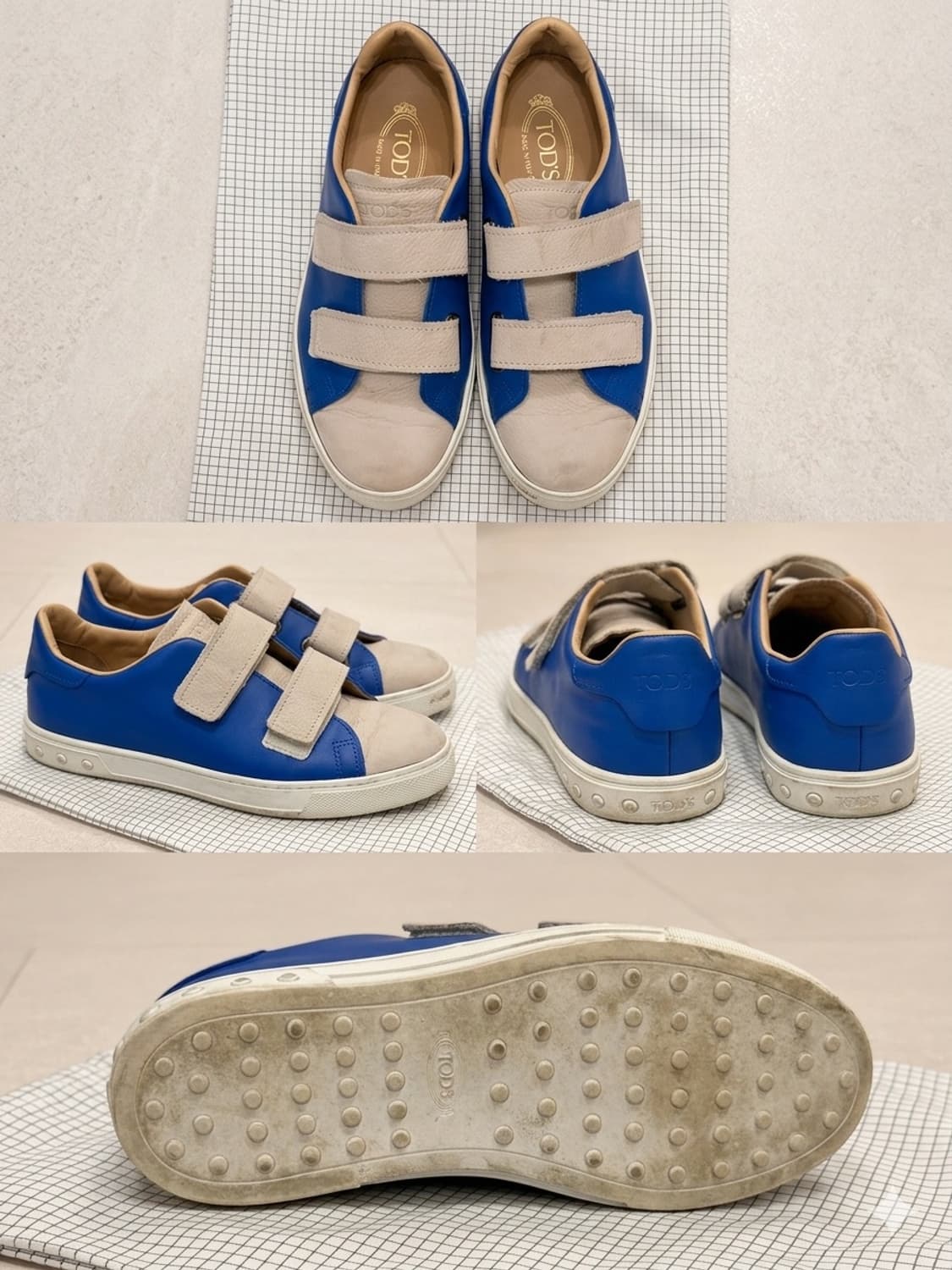 [정품] Tod's 남성용 블루 & 베이지 가죽 스니커즈 (극미중고) 상품이미지1