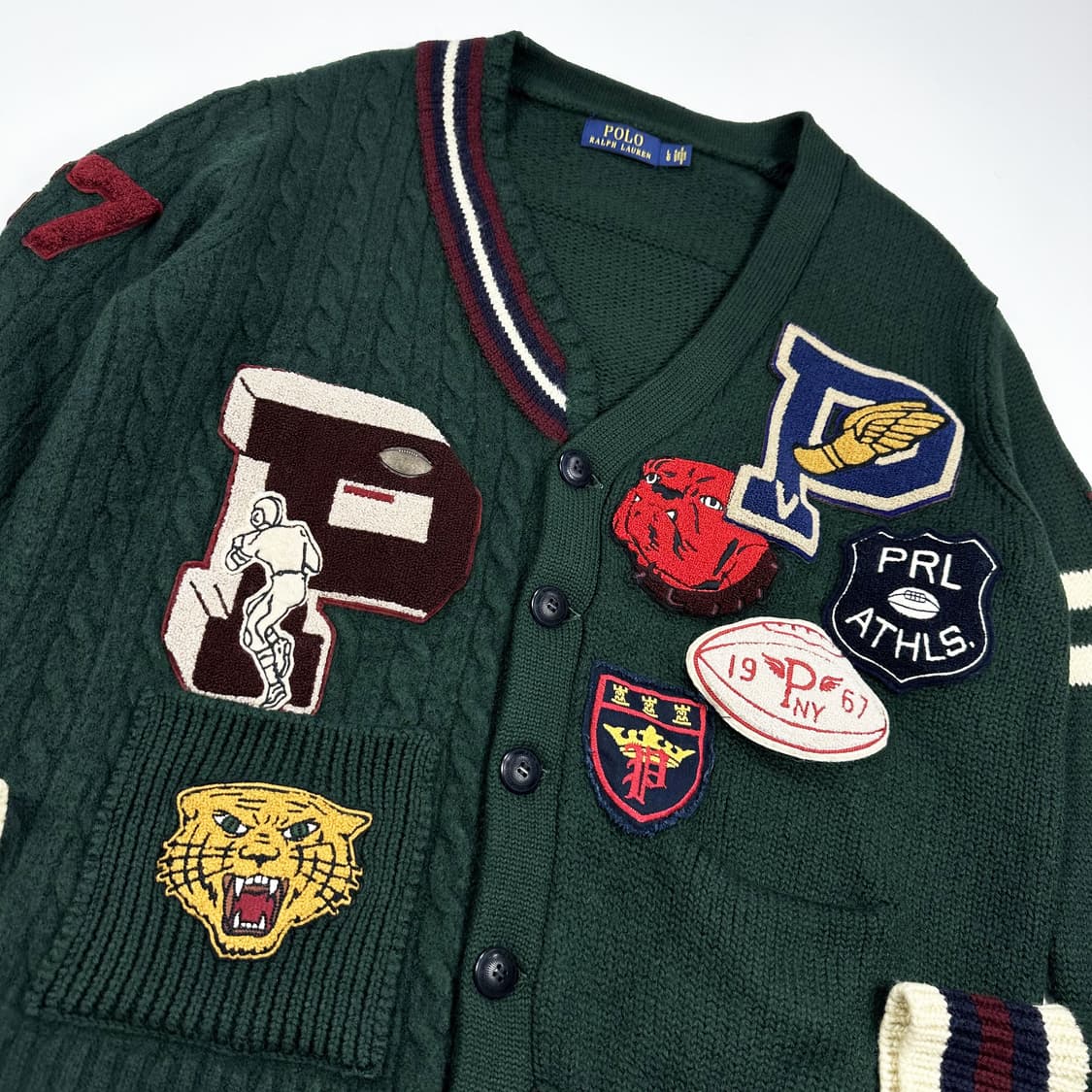 폴로 랄프로렌 클래식 패치 헤비 울 니트 가디건 실측M 상품이미지3