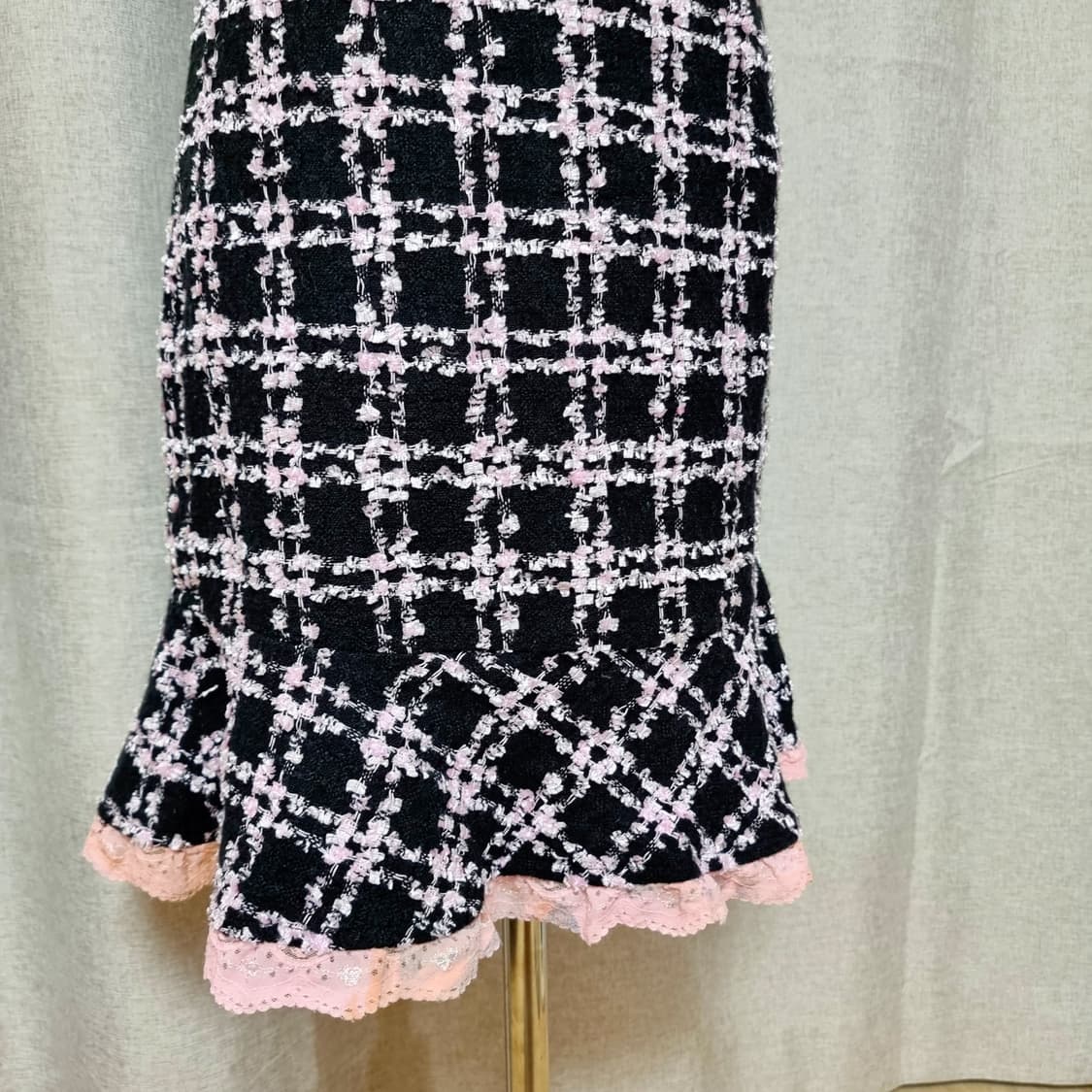 일본브랜드 트위드 슬리브리스 블랙핑크 원피스 오네갸루 (55) 새상품 상품이미지5