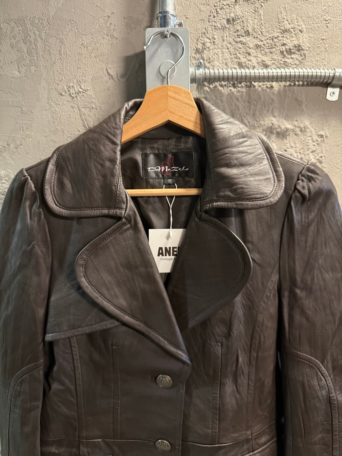 77 다모젤DaMoZel 리얼 양가죽 더블 버튼 레더 자켓 브라운 상품이미지4