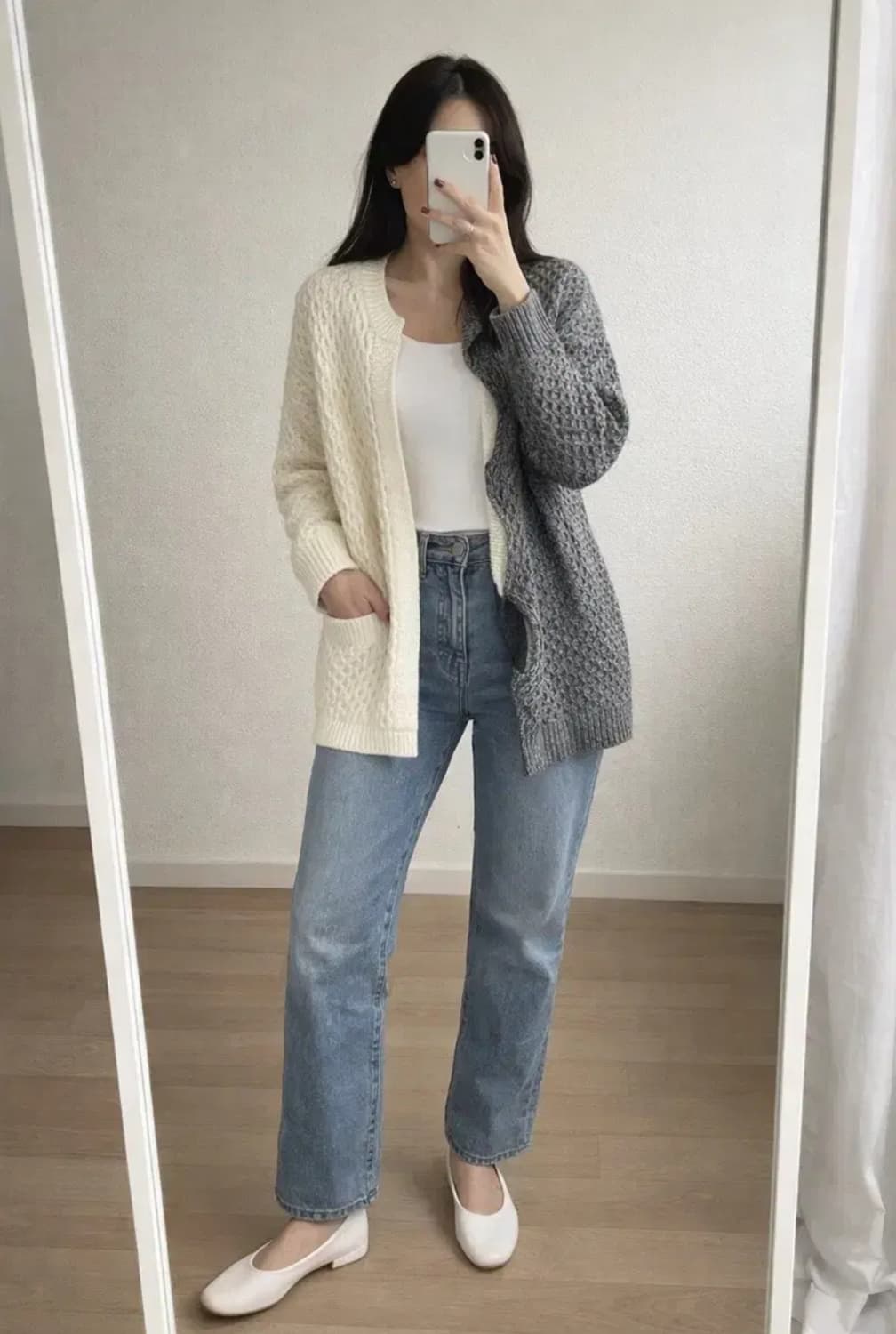 타쿤(THAKOON) 투톤 케이블 니트 가디건/코튼 100 상품이미지1