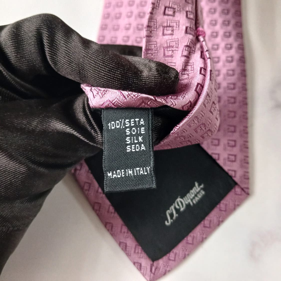 에스.티. 듀퐁 실크 퍼플 패턴 넥타이 9cm A등급 E979 상품이미지8