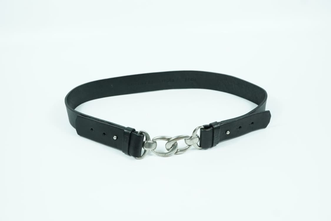 타미힐피거 Y2K 블랙 레더 실버 체인 벨트 상품이미지4