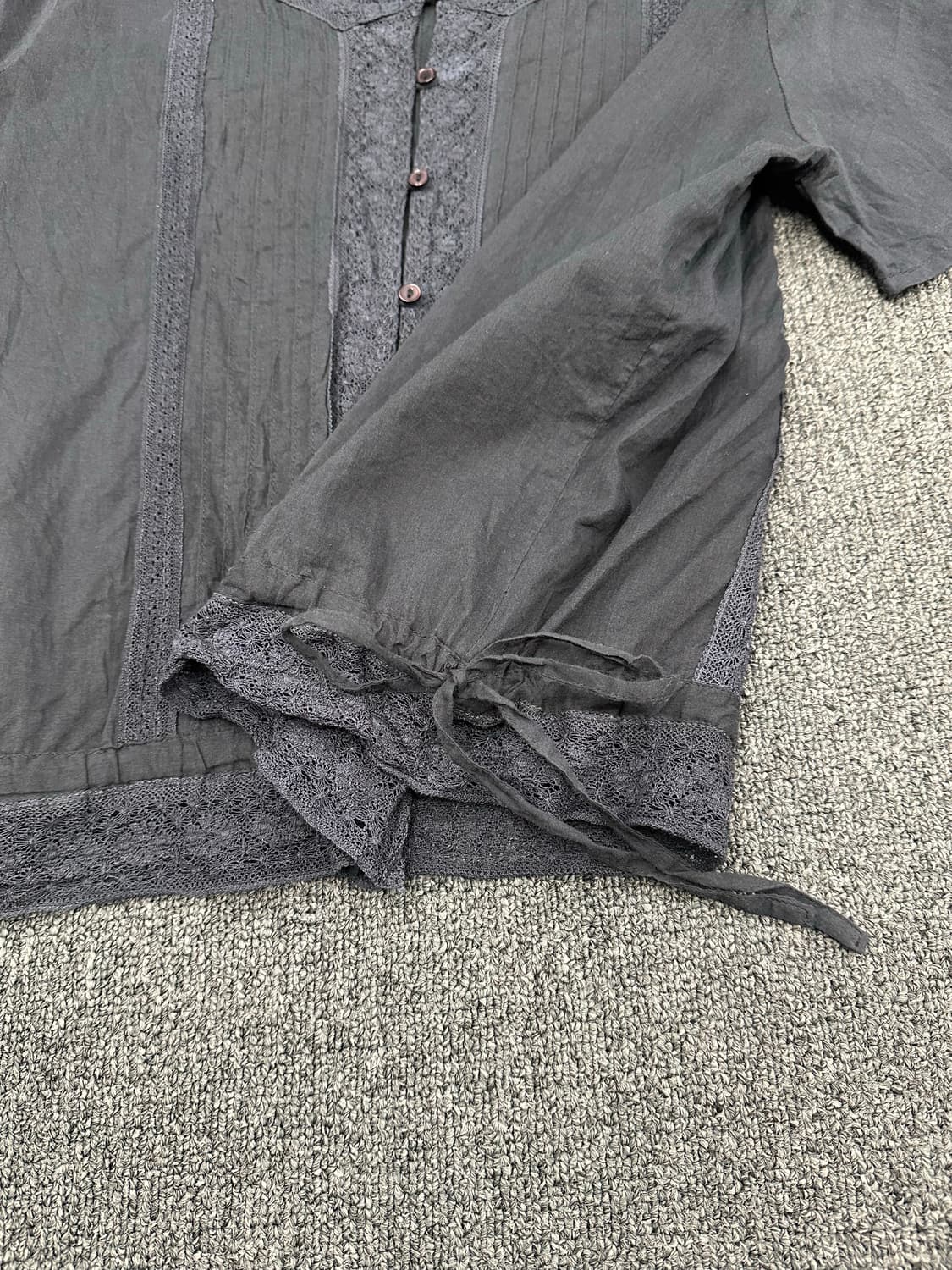 M)Japanese vintage 여성 네이비 레이스 디테일 블라우스 상품이미지3