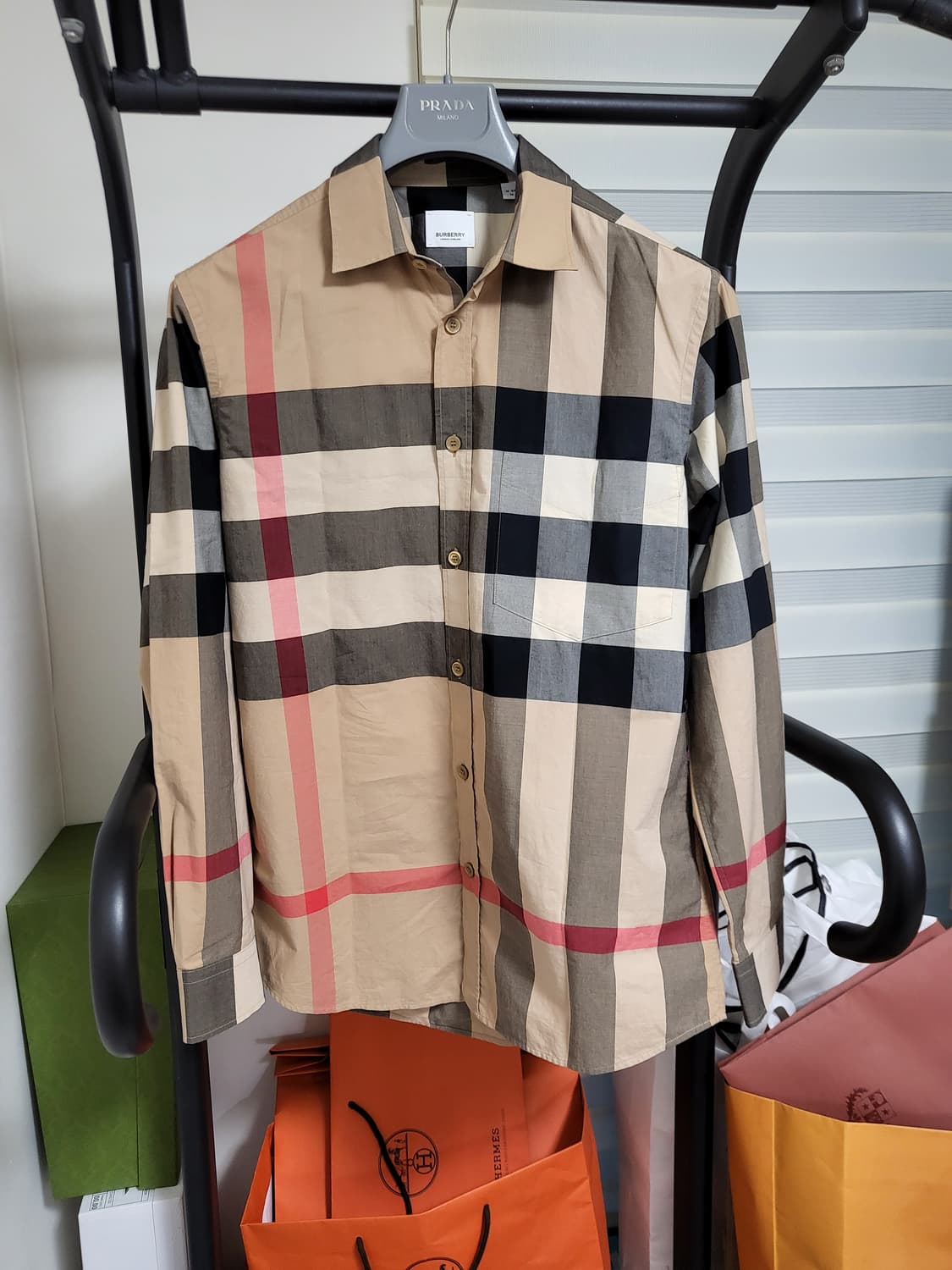 22SS 버버리 체크 코튼 포플린 셔츠 m 상품이미지1