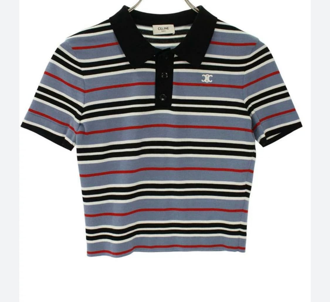 셀린느 스트라이프 반팔 카라 니트m 상품이미지2