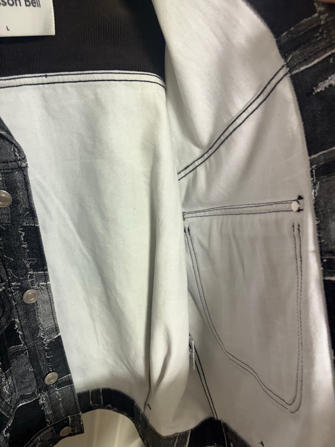 앤더슨 벨 로드 패치워크 프린트 데님자켓 블랙 상품이미지6