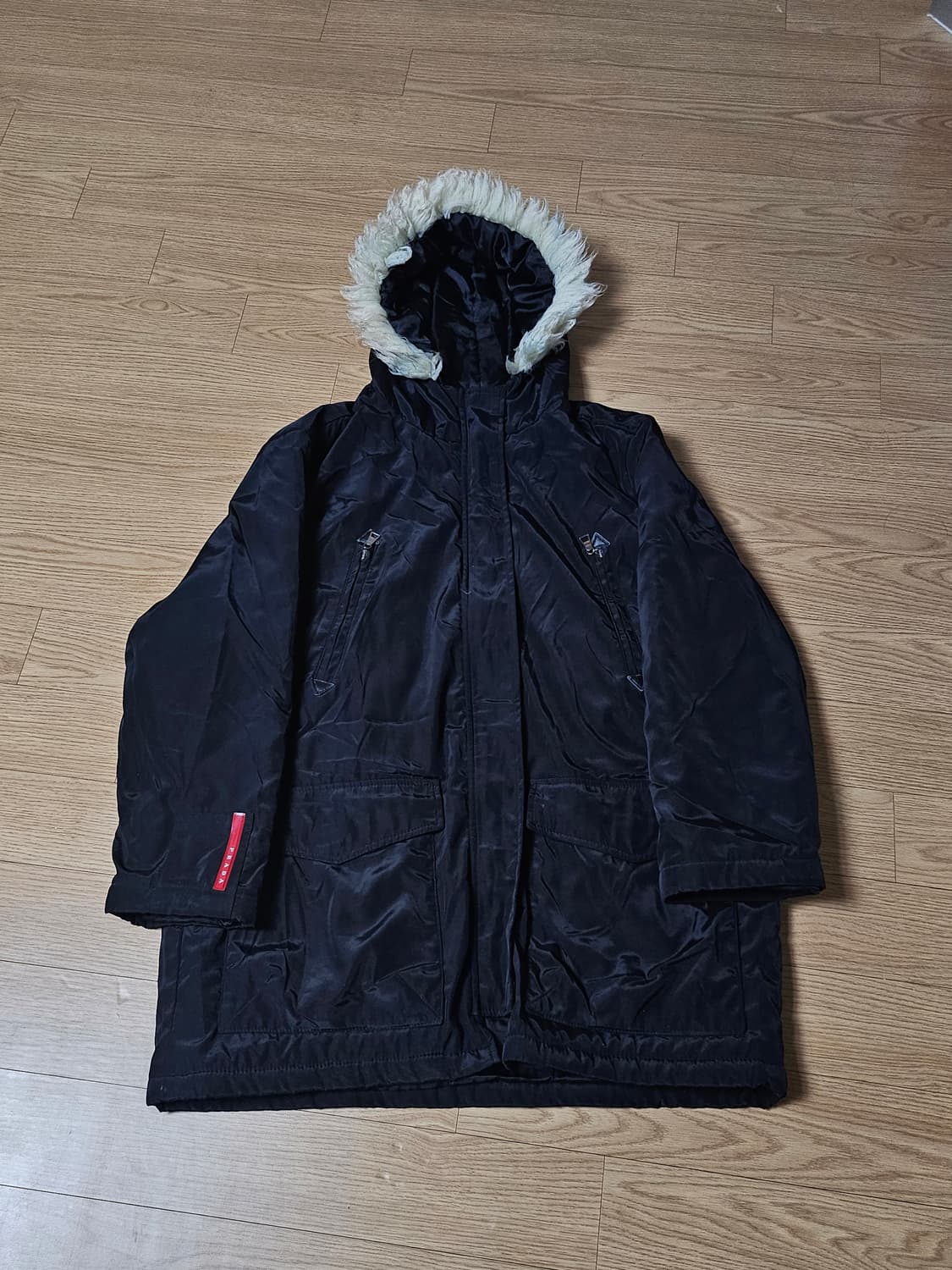 프라다 퍼 야상 패딩자켓 블랙 상품이미지1