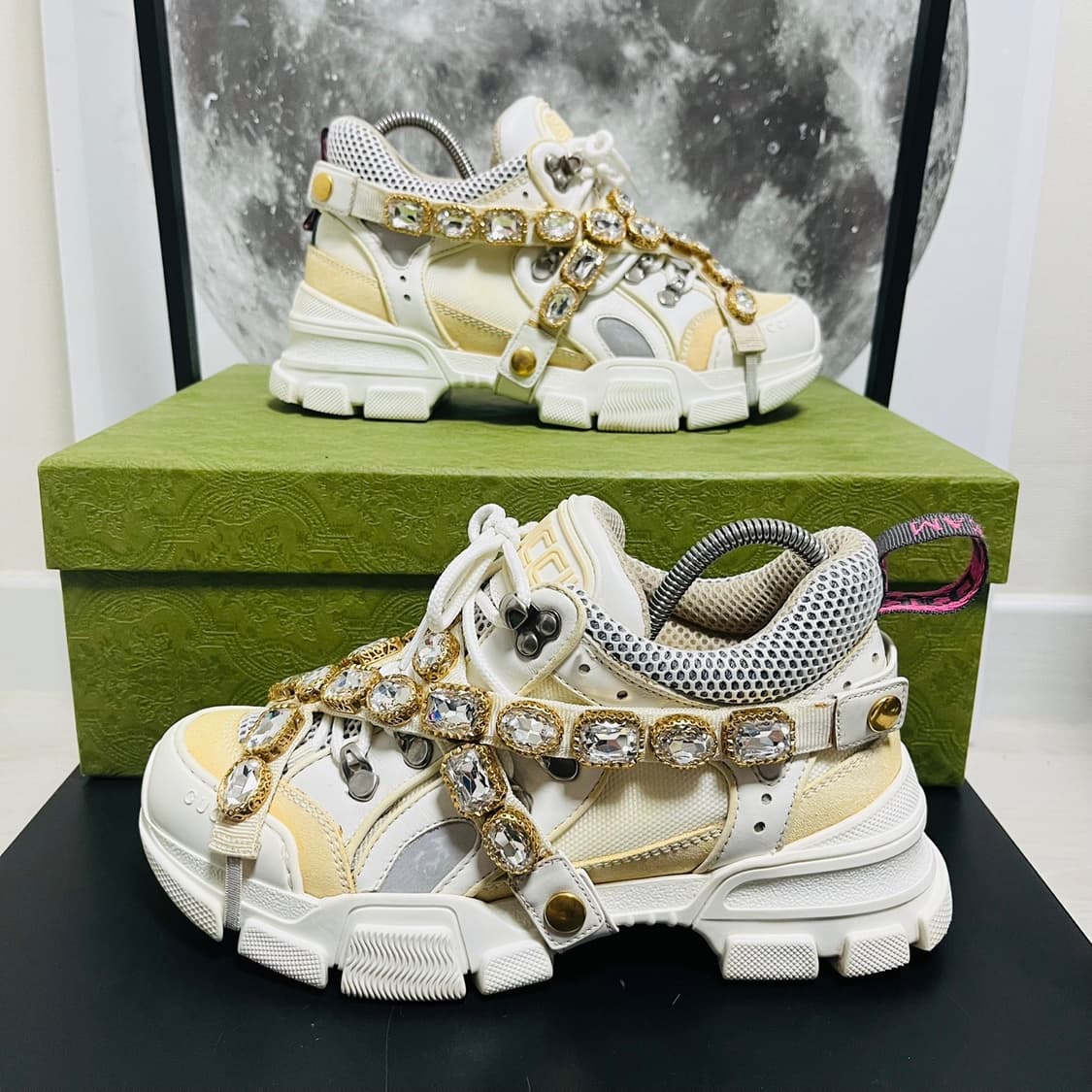 정품 37) 구찌 플래시 트랙 크리스탈 테니스 스니커즈 235~240 상품이미지1