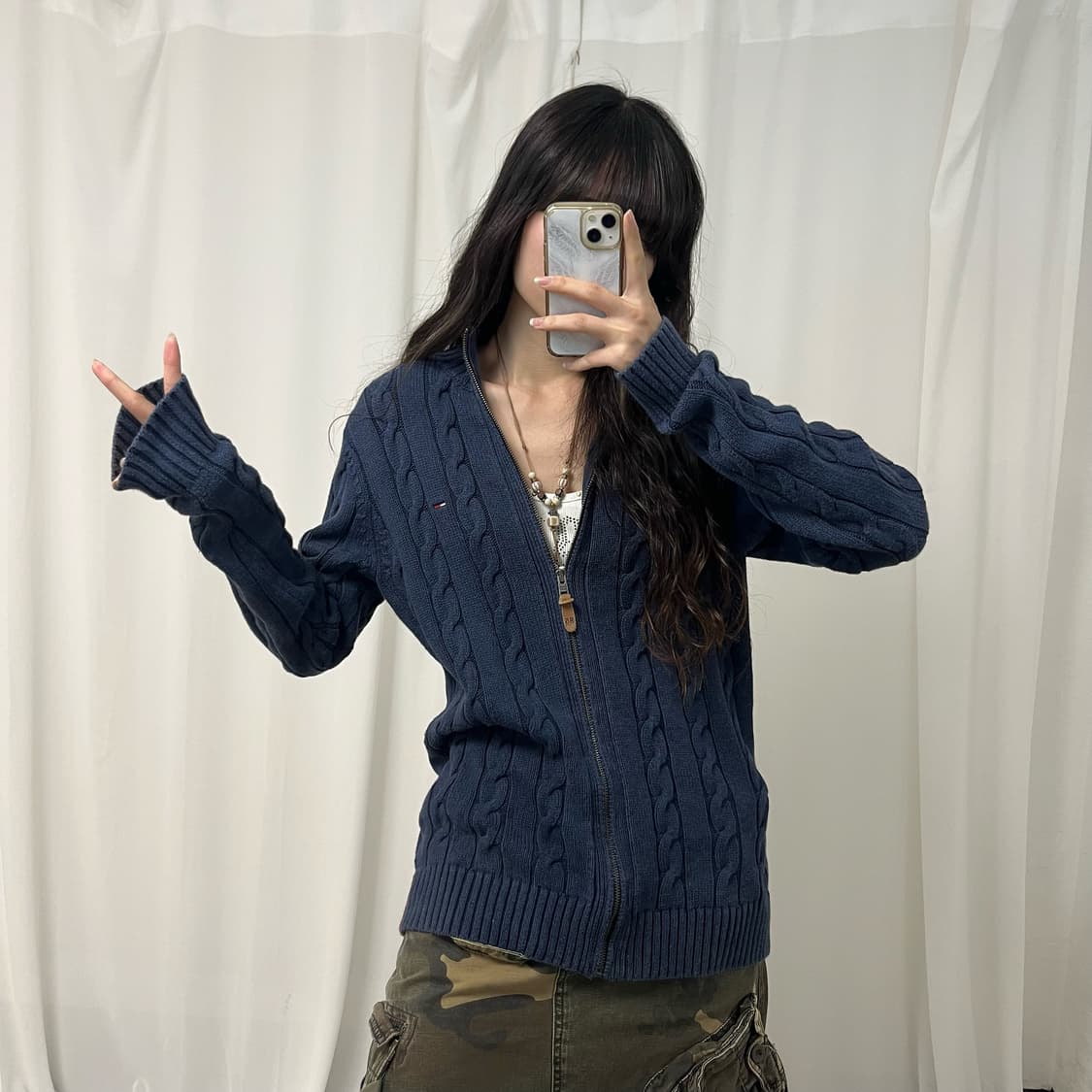 Tommy Hilfiger navy knit zip-up 상품이미지2