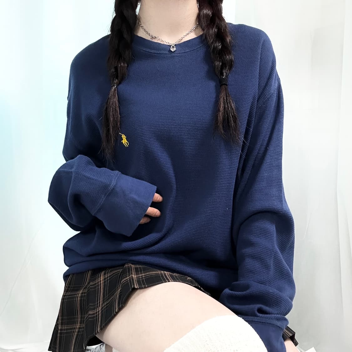 폴로 옐로우포니 네이비 와플니트 상품이미지1