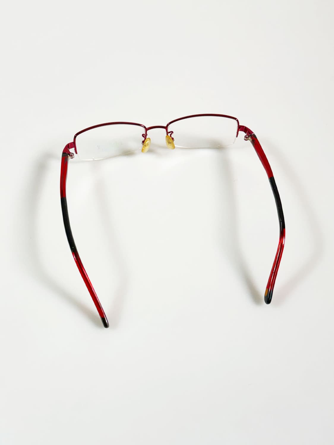 LUXURY OCCHIALI 레드 반무테 스퀘어 메탈 빈티지 안경 상품이미지5