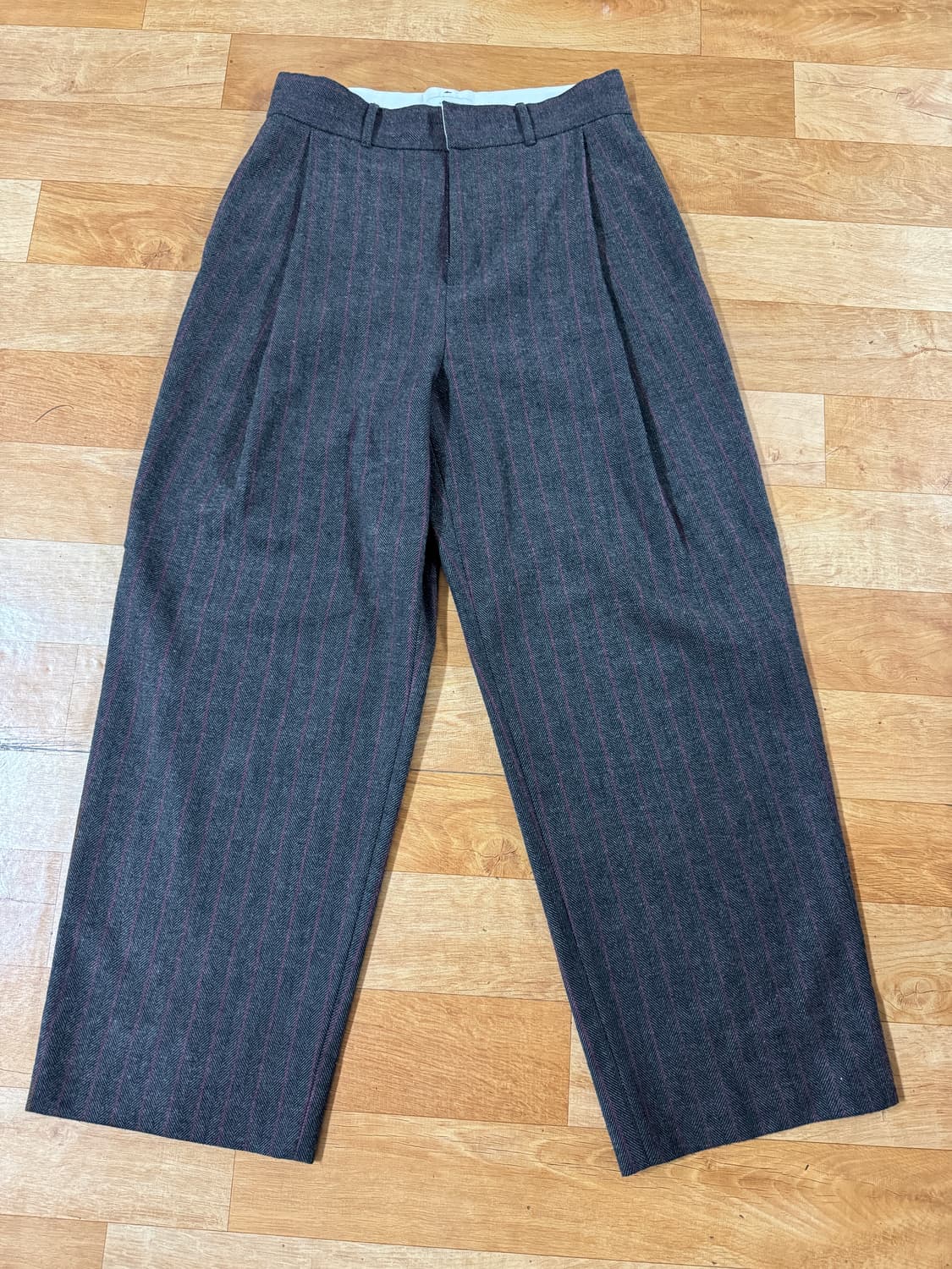 아모멘토 23fw 스트라이프 울 마틴 팬츠 브라운 M 상품이미지2