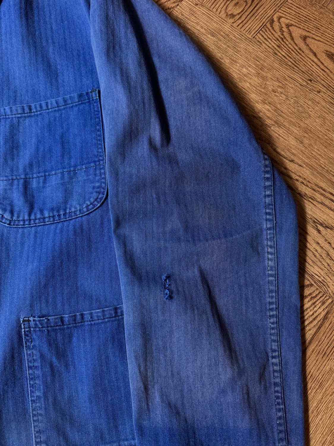 [M]90's 빈티지 페이딩 헤링본 트윌 프렌치 워크자켓 상품이미지4