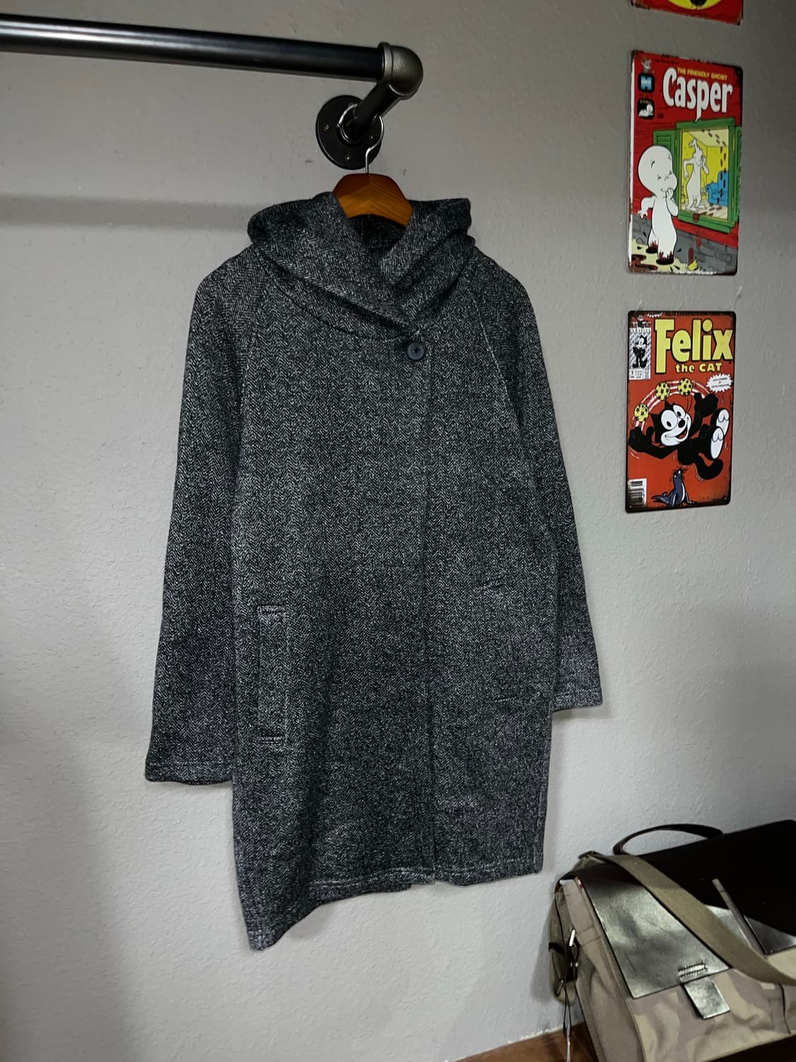 빈티지 헤링본 후드 코트 상품이미지1