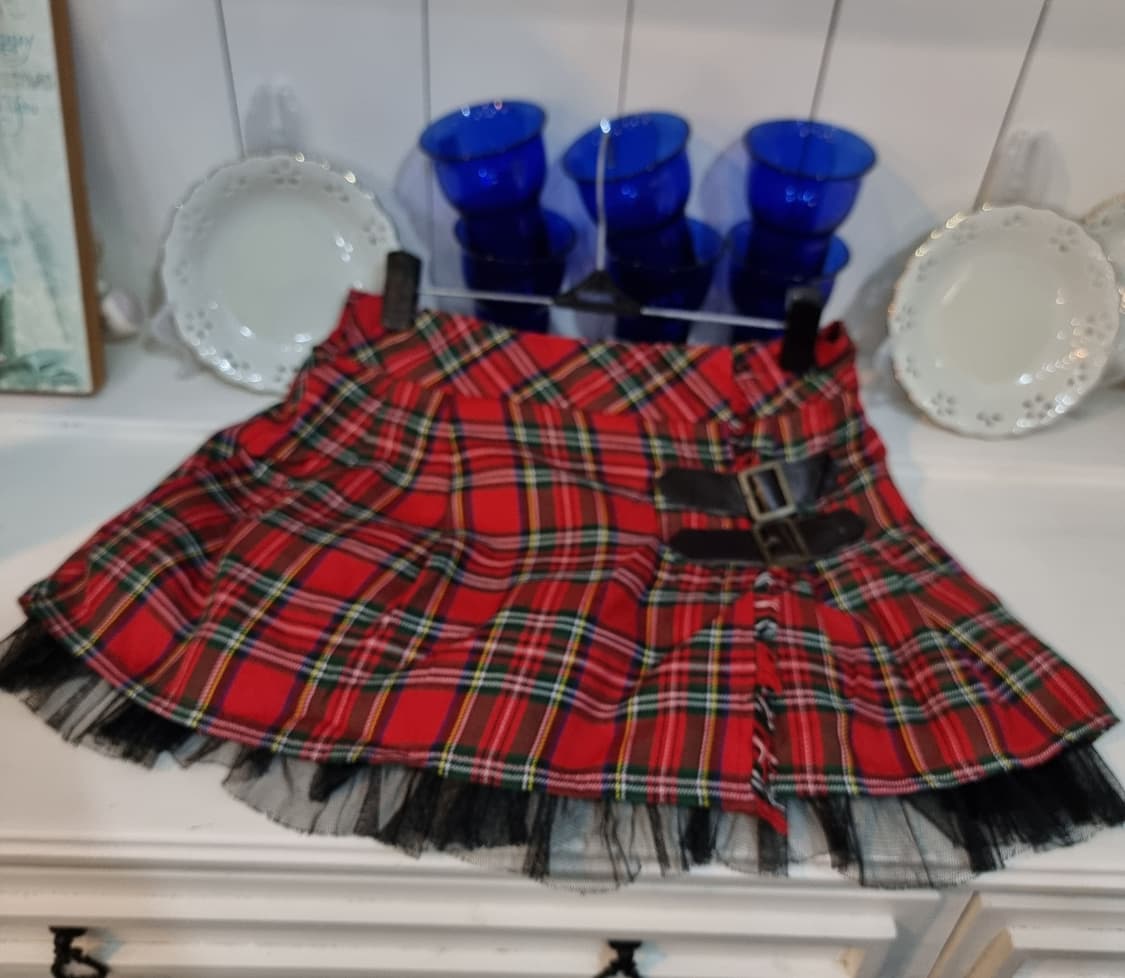 Tralala(트랄라라)  레드 체크 튤프릴 스커트 상품이미지4