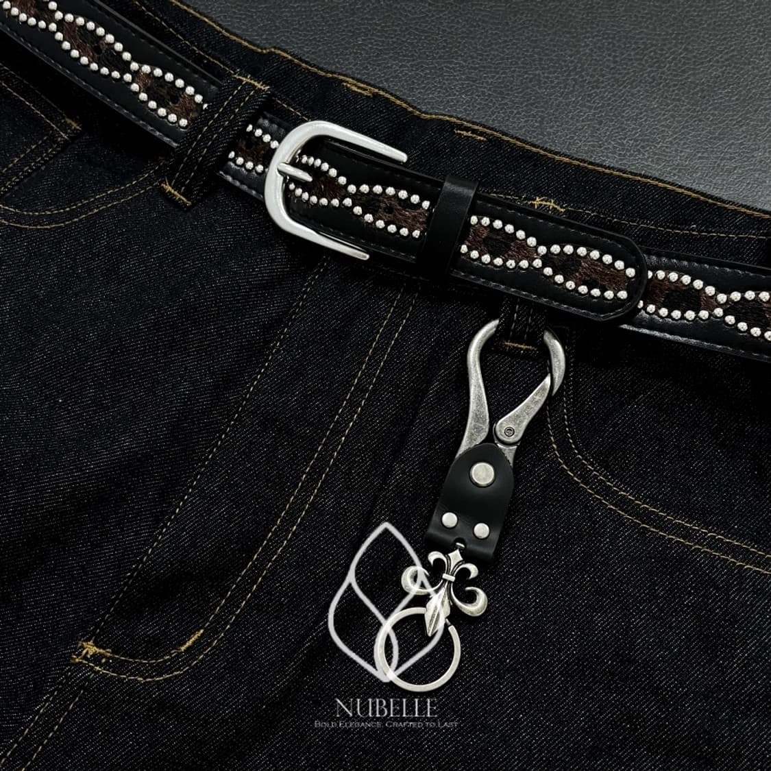 🌗 Leopard stud belt / 호피 스터드 웨스턴 벨트 상품이미지1