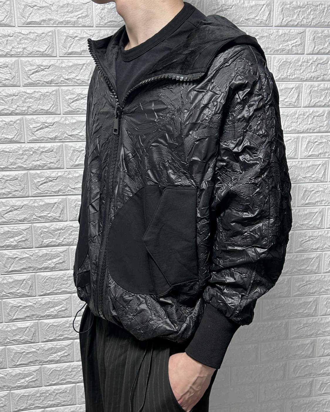 크랙 텍스쳐 후디드 자켓 상품이미지3